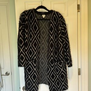 Anthropologie Hoss Black Motif Intropia Geoplay Kimono Cardigan Sweater Size  S